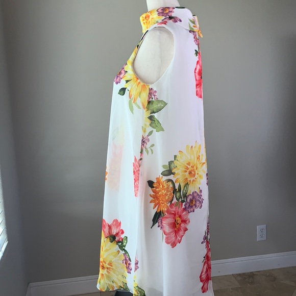 EUC Jessica Howard white floral chiffon shift sheath dress 4P wedding guest yes - Picture 8 of 12